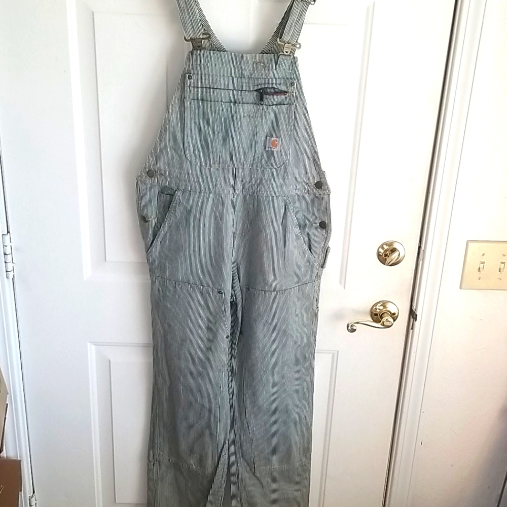 CARHARTT Blue & White Stripey Overalls XS 0 - 2